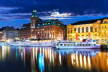 Fototapeta na wymiar Night scenery of Stockholm, Sweden