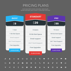 Vector Pricing Table in Flat Design Style for Websites and Applications