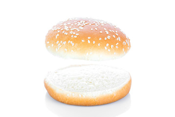 Hamburger bun on a white background
