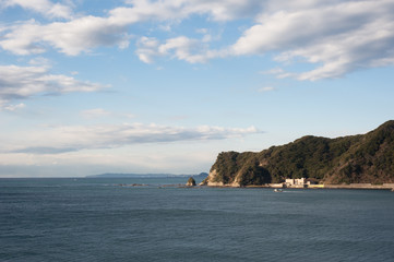 Fototapeta na wymiar Sea And Sky In Kamogawa, Chiba Prefecture, Japan
