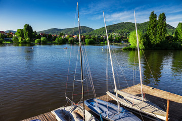 Dock with sailboats in Heidelberg