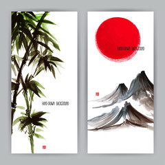 Naklejka premium two banners with Japanese natural motifs