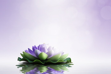 Zen concept. Purple lotus on purple background.