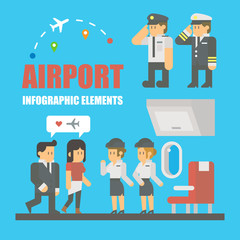 Flat design of airport infographic elements