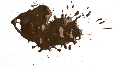 Splattered mud with drip pattern on a white background