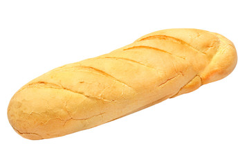 Appetizing long loaf bread.Isolated.