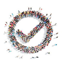 people in the shape of a check mark.