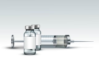 Vector Glass Medical Syringe Isolated on White