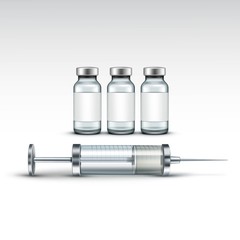 Vector Glass Medical Syringe Isolated on White
