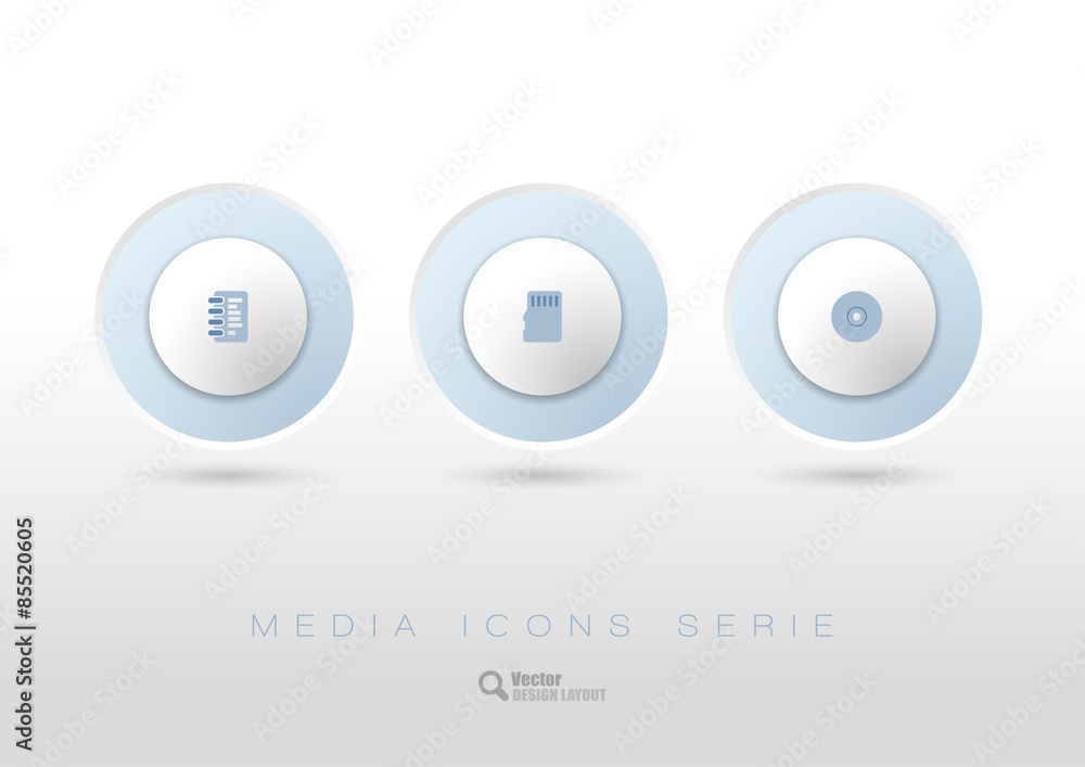 Poster rounded buttons with business icons and symbols.