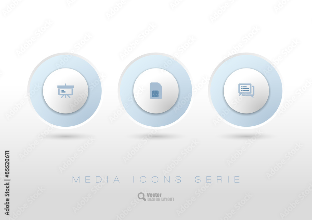 Poster rounded buttons with business icons and symbols.