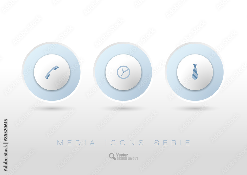 Poster rounded buttons with business icons and symbols.