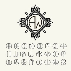 Set  template letters to create monograms of two letters