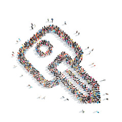 people in the shape of a key.