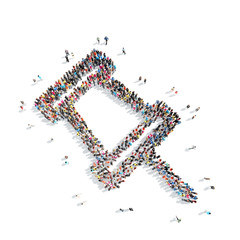 people in the shape of a paper clip.