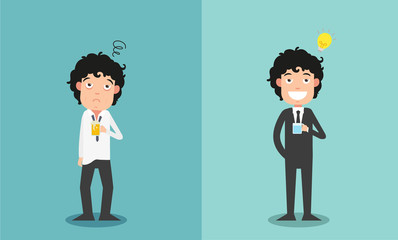 The comparison of two businessmen for their work enthusiasm