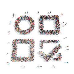 people in the shape of a check mark.