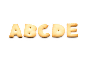 Letter ABCDE cookie isolated on white background