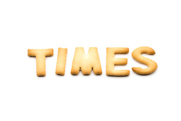Word times cookie isolated on white background
