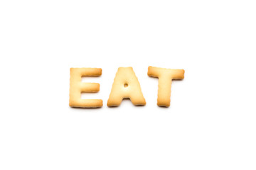 Word eat cookie isolated on white background
