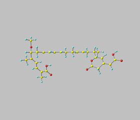 Bongkrek acid molecule isolated on grey