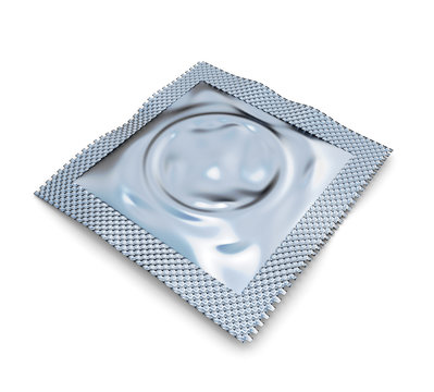 Condom on a white