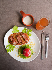veal meat with bacon