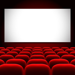 Cinema screen and red seats vector background