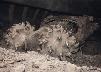 Сoal machine in underground tunnel