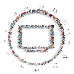 people in the shape of a computer.