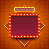 Retro poster with neon lights square board