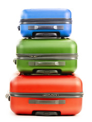 Luggage consisting of three suitcases isolated on white