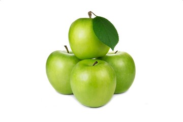 Green apples with leaf