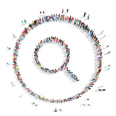 people in the shape of a magnifying glass.