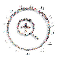 people in the shape of a magnifying glass.