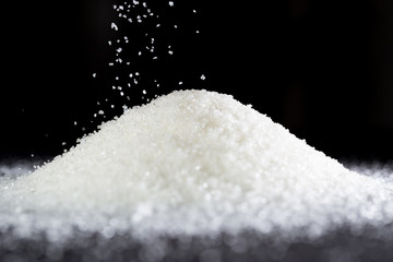sugar on a black background