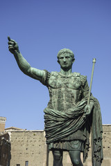 Statue of Roman Emperor Augustus on the via dei Fori Imperiali