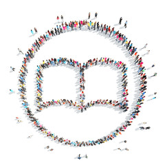 people in the shape of a book.