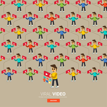 Video content marketing.Flat design concept for make momey with video.3d isometric vector.
