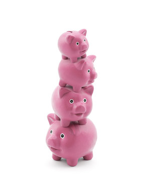 Stack Of Pink Piggy Banks