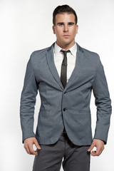 Fit White Lifestyle Male Model In Fashionable Suit