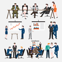 Business Peoples acting in workplace - Vector Illustration, Graphic Design Editable For Your Design.
