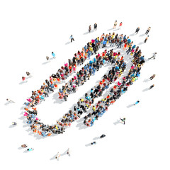 people in the shape of a paper clip sign.