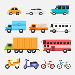 Car icon set concept transportation.Vector flat design
