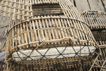 bamboo crab cages at kep market cambodia