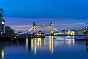 Famous Tower Bridge by night, London, England, United Kingdom

