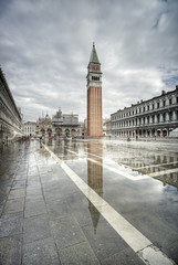 Fototapeta na wymiar St. Marks Square (Piazza San Marco) during high tide, Venice (Venezia), Italy, Europe