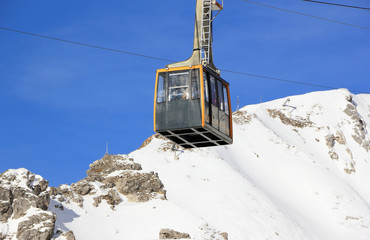 Nebelhorn cable car in winter. The Alps, Germany.