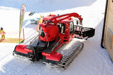 Snow crawler. The Nebelhorn Mountain in winter. Alps, Germany.