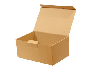 Beige paper box.Isolated.